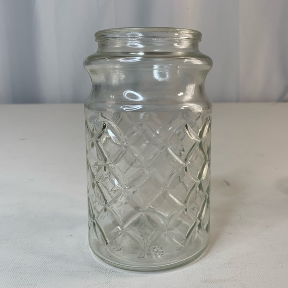 Vintage 1984 Planters Mr. Peanut Diamond Pattern Clear Glass Jar With Lid - Picture 4 of 10